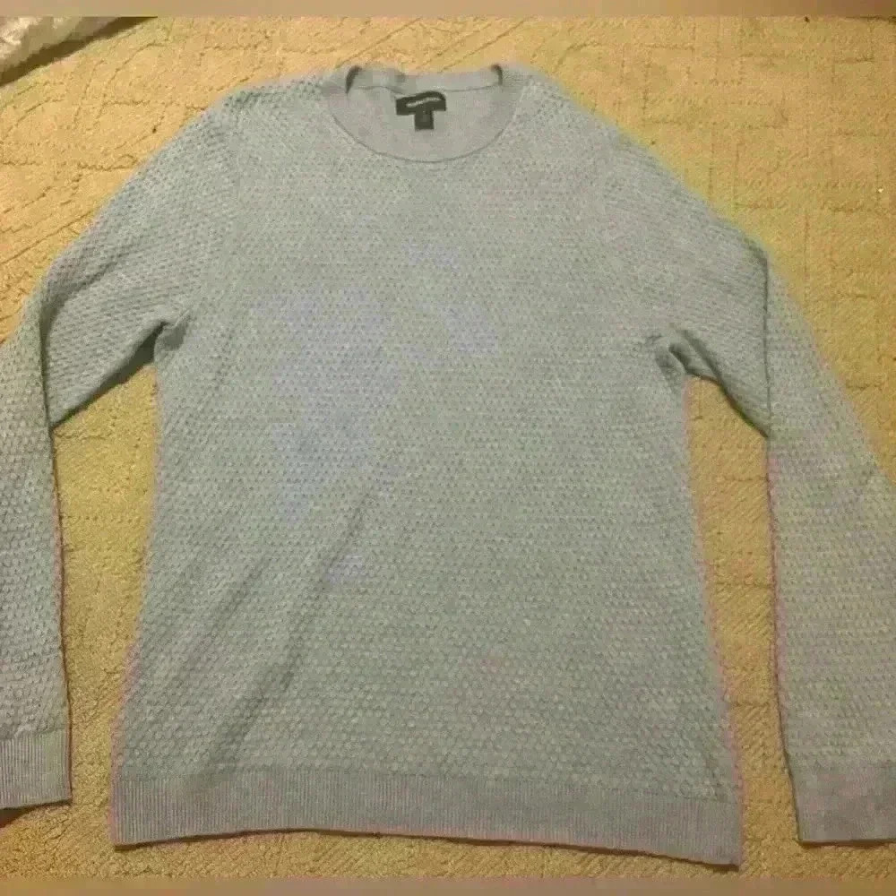 Casual Cotton Crewneck Sweater men Popcorn Stitch Baby Blue Cardigan NORDSTROM